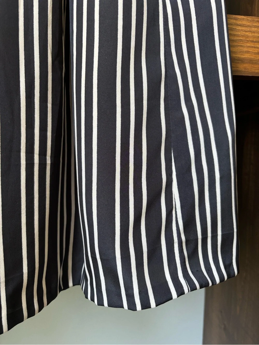 J. Crew Deep Navy and Cream Vertical Stripe Midi Skirt